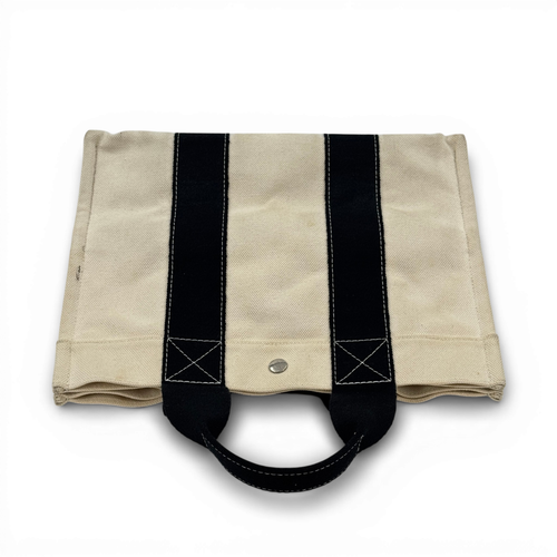 Authentique sac à main HERMES blanc x noir Bora Bora MM JZ336 - Photo 6/24