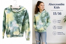 Abercrombie Kids 15/16 Tie Dye Hoodie Green Yellow Thumb Hole Pullover Cozy Warm