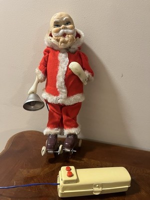 Vintage 1950's Alps 13'' Tall Battery Op Jolly Santa On Skates Untested Christmas