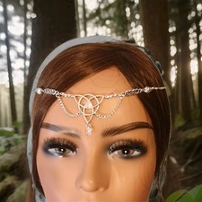Celtic Triquetra Elven Circlet Angel Aura Quartz Rainbow Moonstone Pagan Wicca 