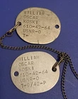 Vintage World War 2 WWII Military Dog Tags with Chain - USNR 1942