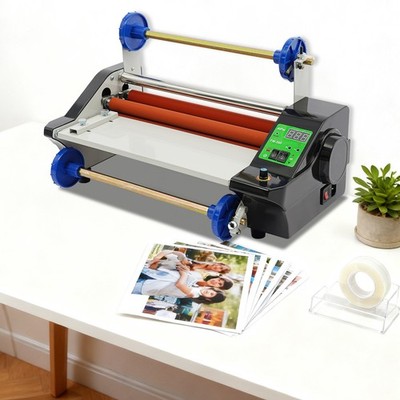 13in Hot Cold Roll Laminator Single/Double Sides Thermal Laminating Machine 600W