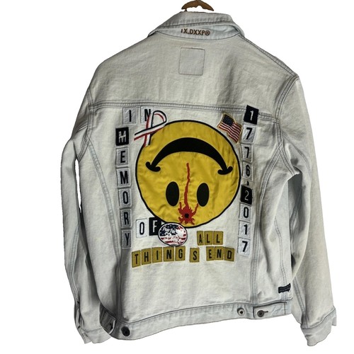 10 Deep Tenth Division Denim Jacket Smiley Face Headshot Medium