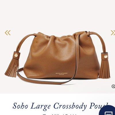 Aspinal of London Soho Large Crossbody Pouch Leder hellbraun Quaste Riemen