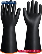 14" XL Size Latex Chemical Resistant Gloves, Reusable Heavy Duty Long Rubber Glo