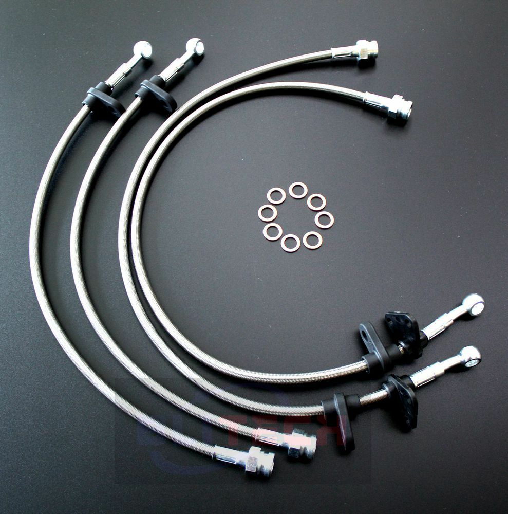 Blitech Stainless Steel Braided Brake Line Kit Front & Rear For Acura Integra 94-97 & Honda Civic 92-95