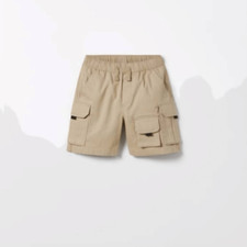 Zara size 7 boys pull on khaki cargo shorts outdoor extra pockets rock collectin