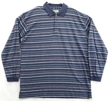 Munsingwear Polo Shirt Mens XL Blue White Lifestyle Striped Performance