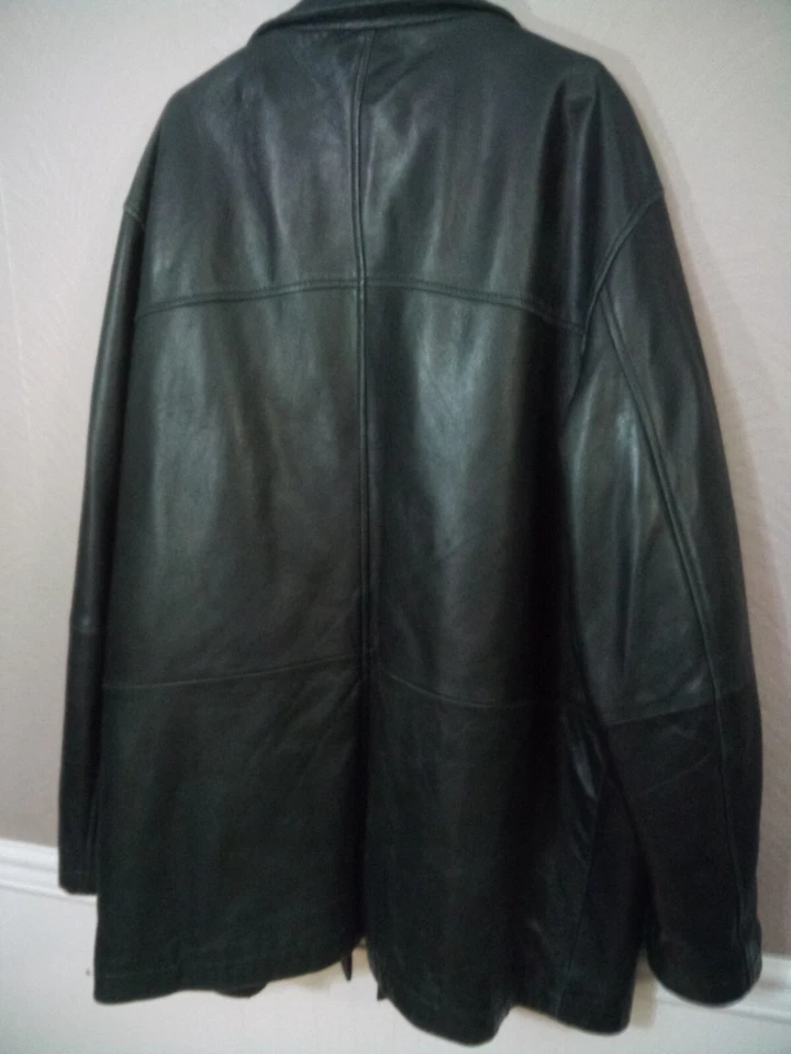 Abrigo de cuero forrado de piel de cordero Claiborne Outerwear para mujer 3X negro Foto 2 de 4