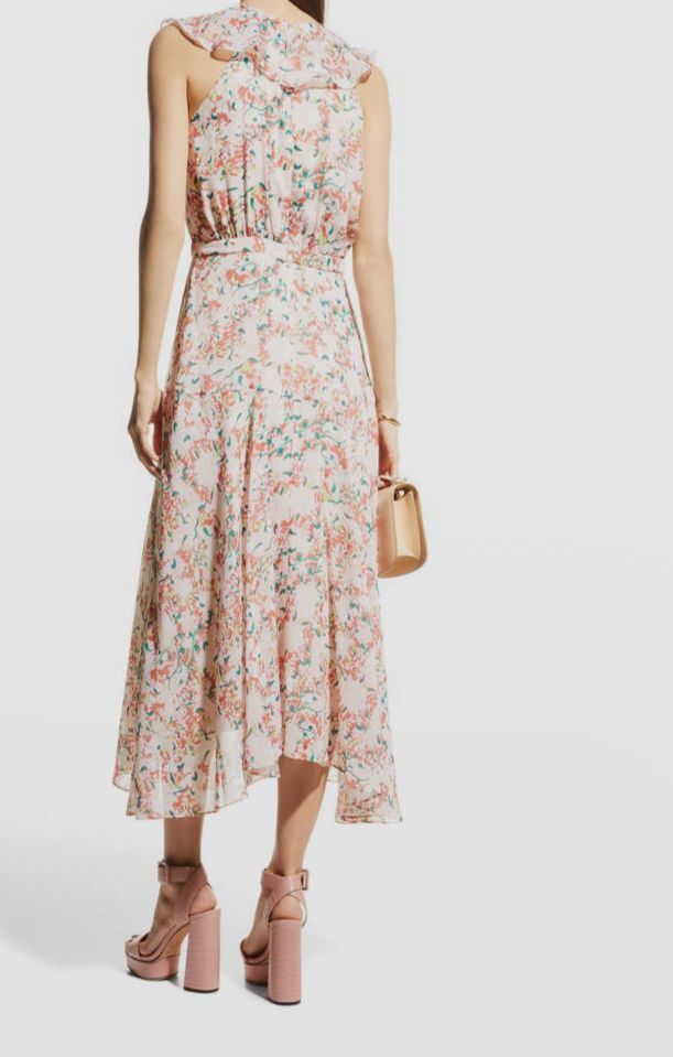 $595 Saloni Women's Pink Rita Sleeveless Midi Dress Size UK 8 / US 4 image 2