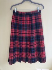 Laird Portch Red Tartan 100% Wool Skirt Size Small 6 8 Plaid Check Vintage