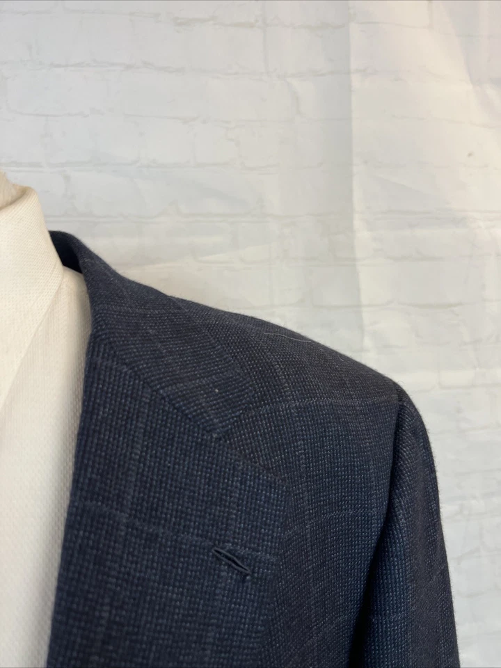Blazer para hombre Hickey Freeman azul marino oscuro a cuadros de lana mezcla de cachemir 46L $1,495 Foto 2 de 4
