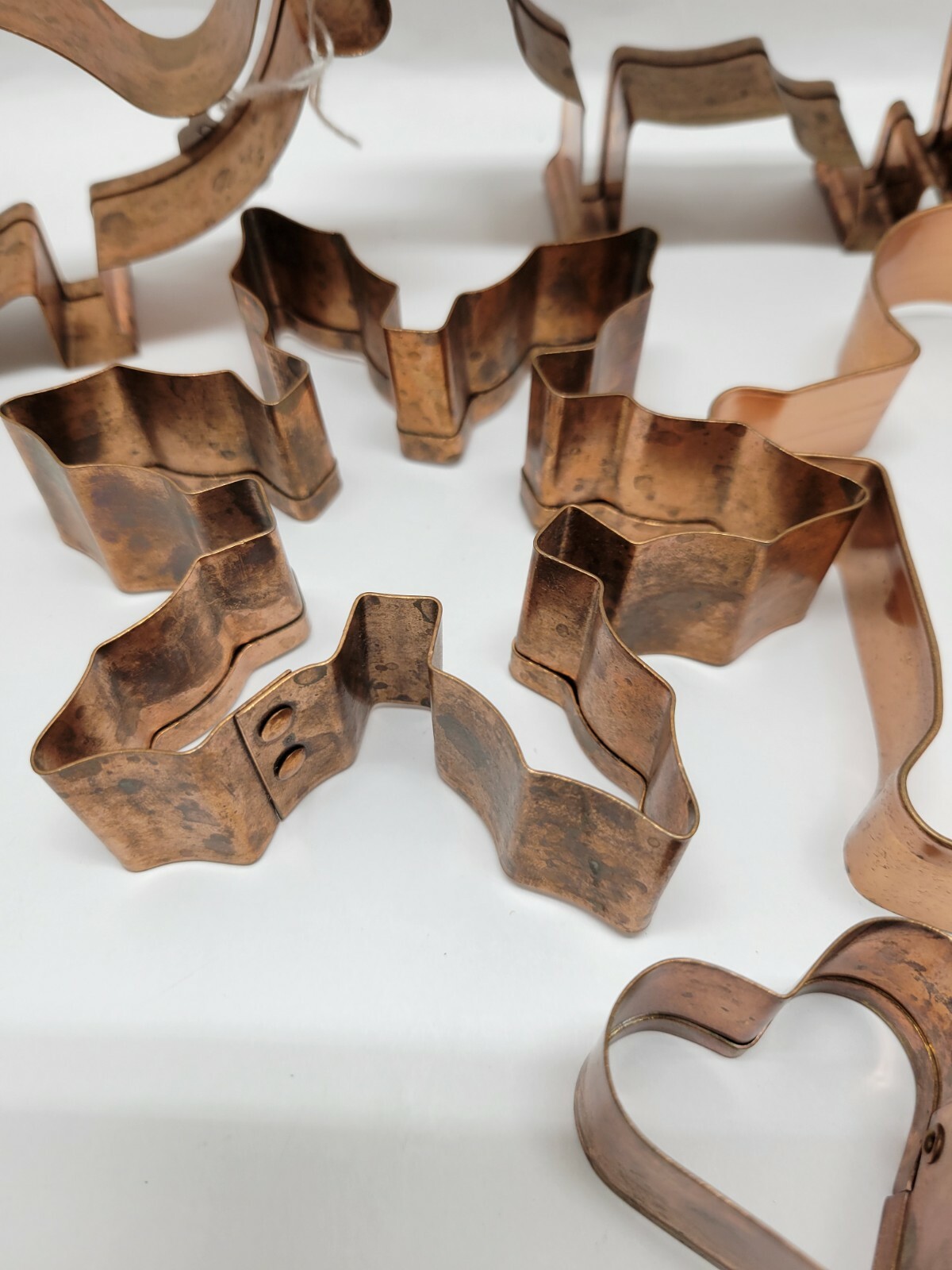 Vintage copper cookie cutters 9 pcs lot & a Rycraft Cookie Stamp