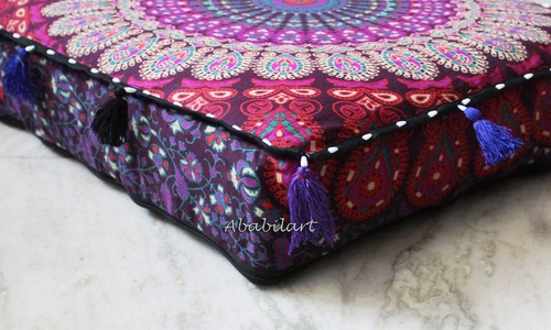 16X4" Bohemian Mandala Square Floor Pillow Throw Case Indian Box Cushion Cover - Picture 2 of 5