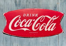 NEW! Reproduction Fishtail Coca-Cola / Coke Metal Sign 36in X 18in Vintage