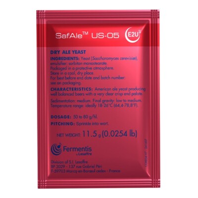 Fermentis Dry Yeast - Safale US-05 US05 11.5 G 5 gal Batch Beer Yeast -  Neutral