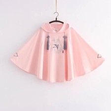 Dame, Mädchen mit Kapuze Umhang Cape Poncho Top Stickerei Chinesisch Knoten Süß