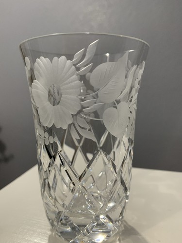 Stunning Cut Crystal Frosted Etching Tumblers 6 oz Capacity. Amazing Set of 6 - Picture 7 of 14