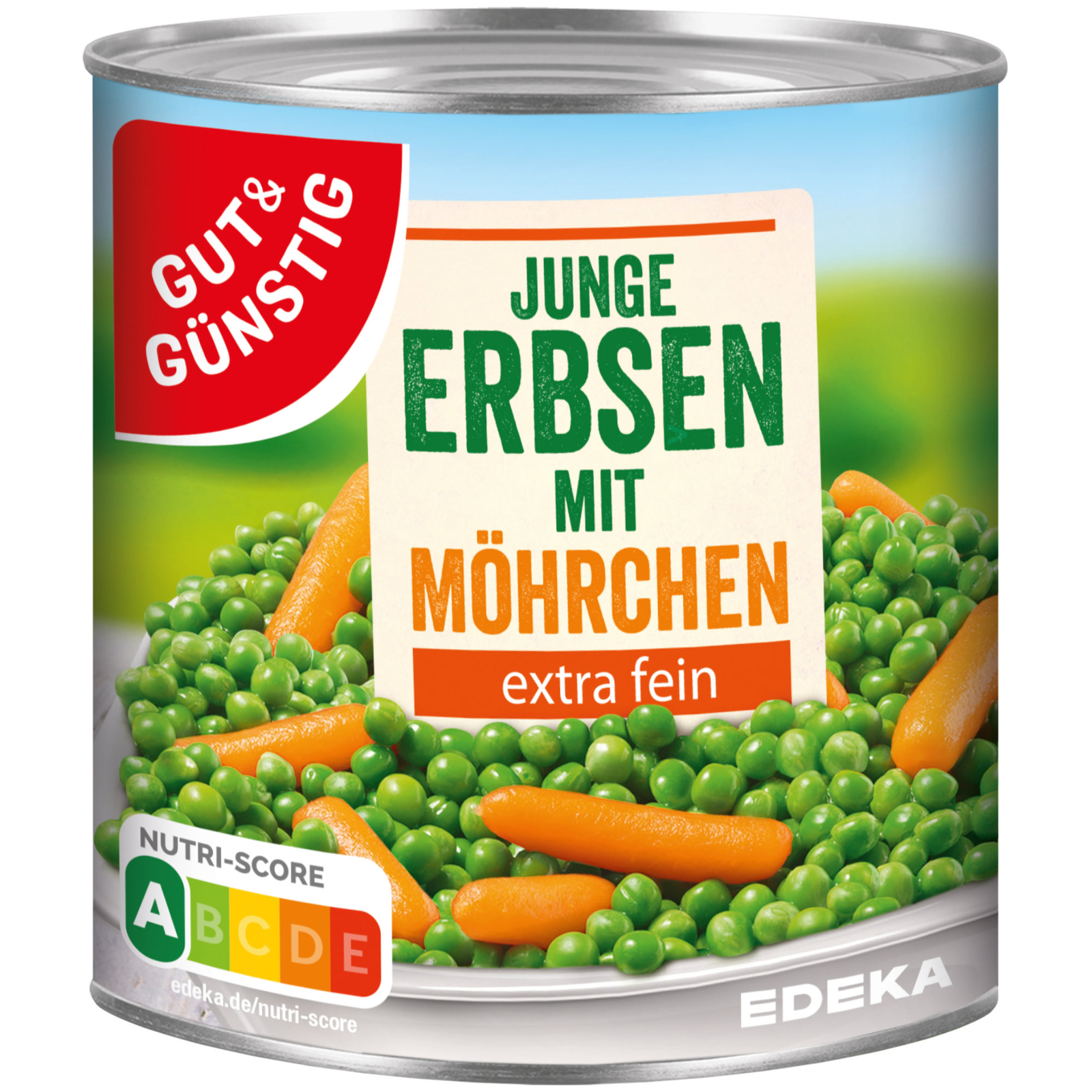 Gut&Günstig Junge Erbsen mit Möhrchen extra fein 6er Pack 6x800g Dose ...