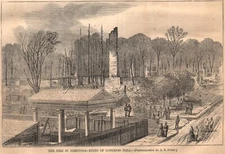 Saratoga New York Congress Hall Hotel Fire 1866 Antique Print