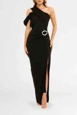 NICHOLAS Cory Asymmetrical Twist Gown Black Formal Size AU 12 WITH DEFECTS