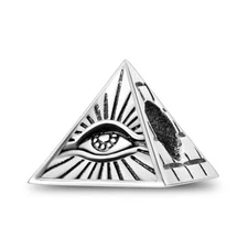MULA Original Pyramid Eyes Charm Bead AAA CZ Fit Bracelet 925 Sterling Silver
