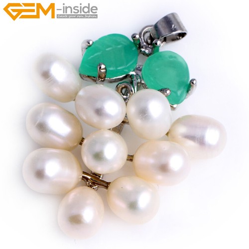 Freshwater Pearl Necklace White Gold Plated Pendant Natural For Jewelry Women - Picture 18 of 20