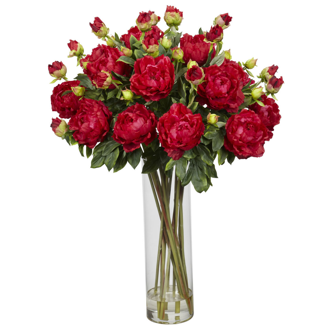 38-Inch Large Red Artificial Peony Silk Flower Arrangement with Vase  