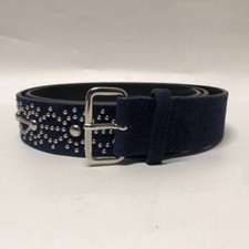 Cintura DSquared2 Designer in pelle scamosciata blu navy con borchie taglia 100