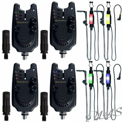 Spar Set 4x Delta Fishing Bissanzeiger Nachtlicht & 4 Quick Release & 4 Hänger