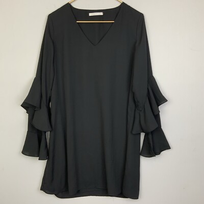 Three Eighty Two Medium Black Flared Ruffle Sleeves Mini Dress Fairy Goth Witchy