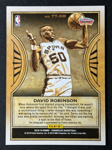 DAVID ROBINSON Auto 2018-19 Panini Chronicles encre intemporelle éperons sur carte rubis SP - Photo 2 sur 2