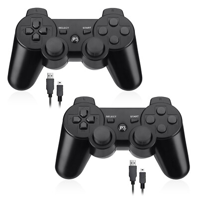 2 Stück Wireless Bluetooth Double-Shock-Controller Gamepad für PS3 PlayStation