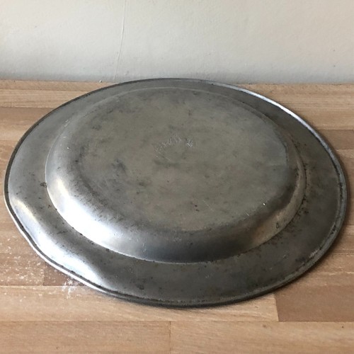 Large Block Pewter or Tin Antique Platter - Picture 9 of 11