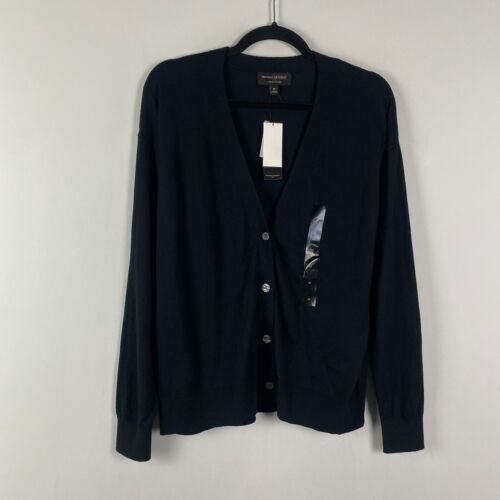 Banana Republic Forever Sweater Cardigan Size Medium Black Cotton Blend