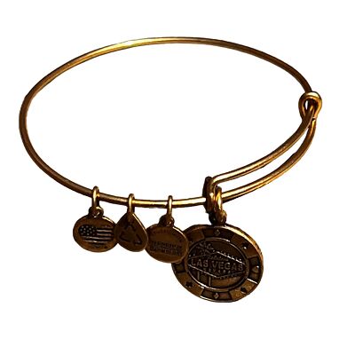 Alex and Ani Las Vegas Bracelet Gold Tone 2015 Charms Fabulous Welcome Sign
