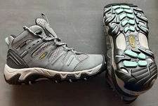 KEEN, Women’s, Koven Mid Waterproof Womens Hiking Boots, Steel Gray/Wasabi, Sz 7