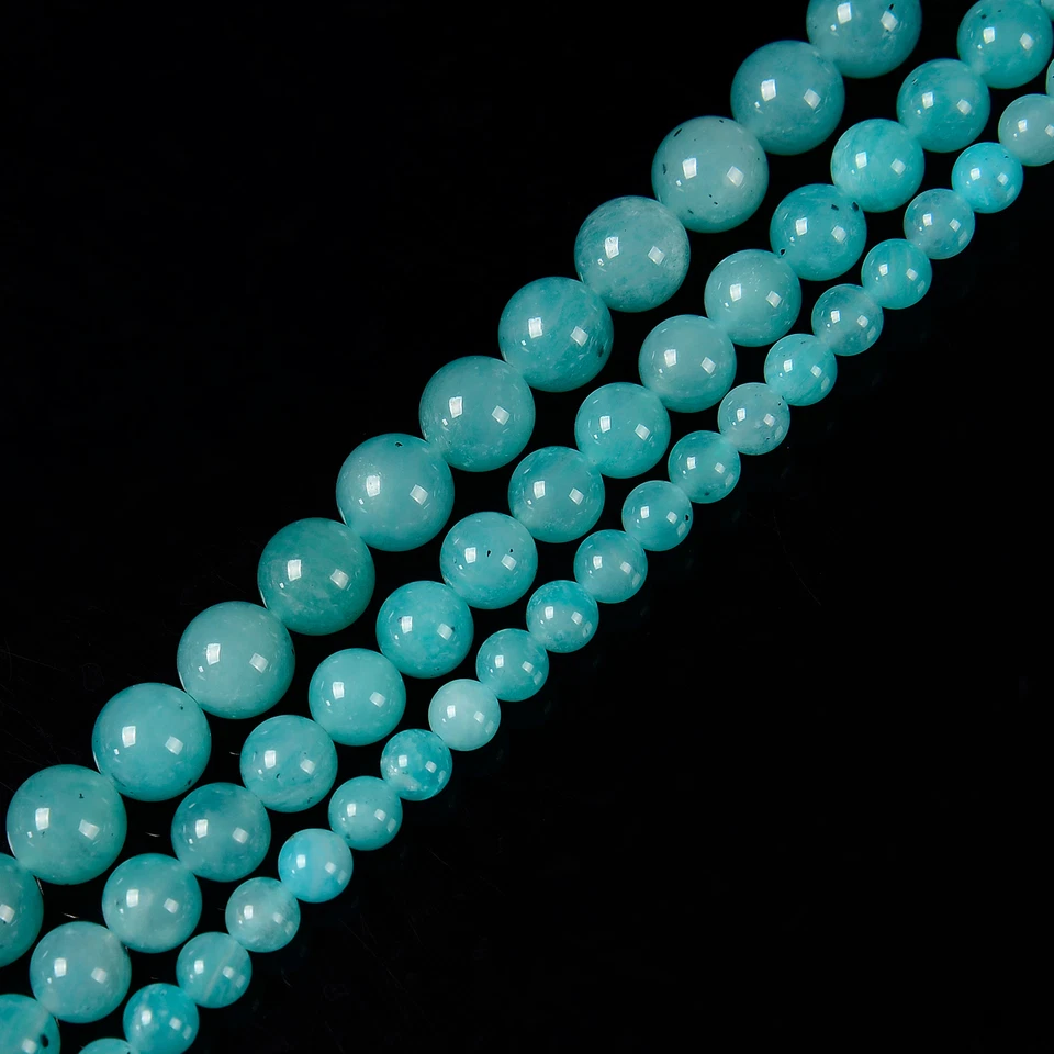High Quality Blue Green Amazonite Smooth Round Beads 6mm 8mm 10mm 15.5'' Strand - Image 3 of 3