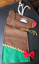 RUDOLPH THE RED NOSED REINDEER FELT HAND PUPPET. STOCKING. CHRISTMAS DECORATION