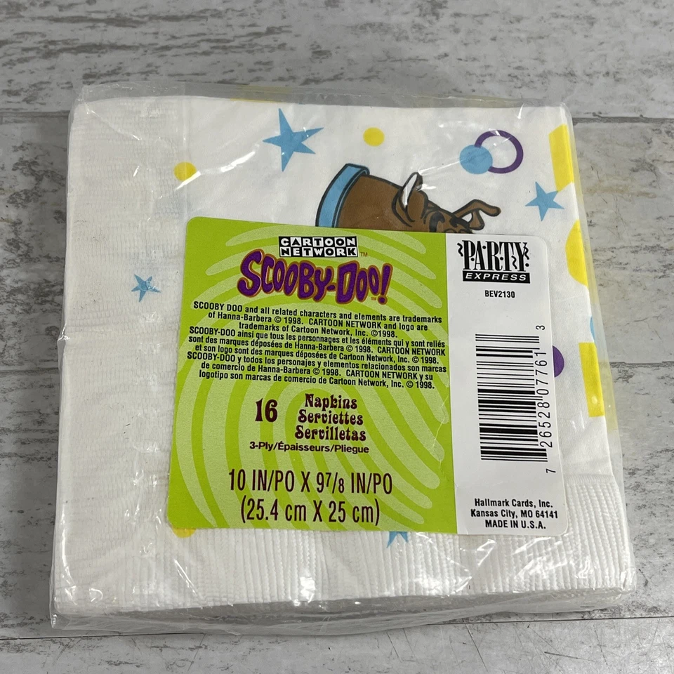 Servilletas de Cumpleaños Scooby-Doo Vintage Y2K Años 90 NUEVO NOS Nuevo Antiguo Stock Retro En Paquete Foto 2 de 4