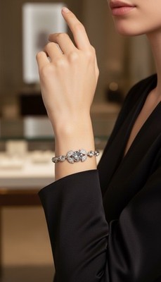$68 Givenchy Silver Tone Austrian Glass Flex Bracelet 81 GB