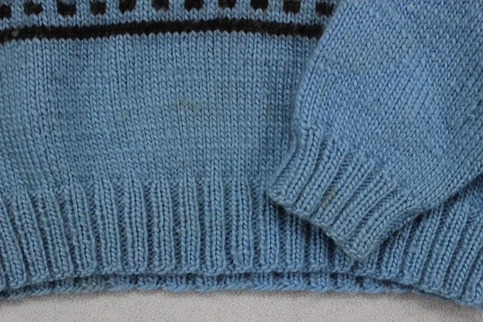 Vintage Chunky Knit Jumper Womens Size M Blue 80s Graphic Pullover - Image 3 of 4