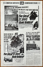 Great St Louis Bank Robbery 1959 Movie Pressbook Ad Mat Sheet Steve McQueen Noir