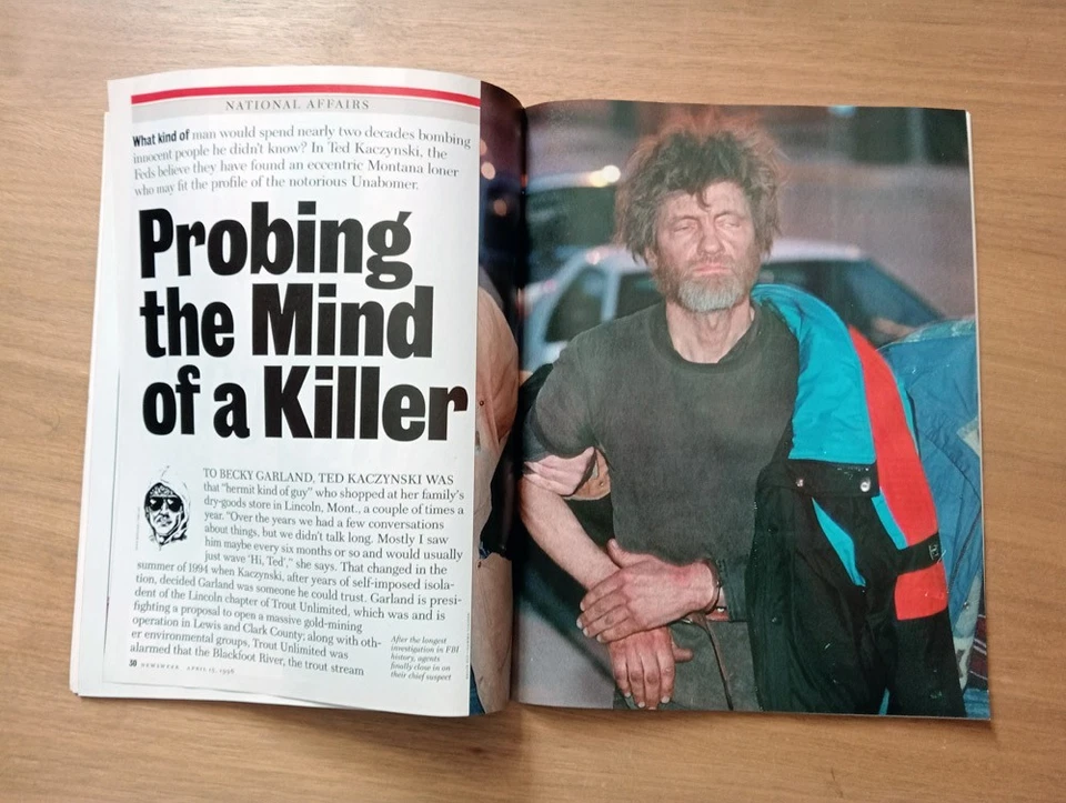 Unabomber Time Magazine April 15, 1996  Ted Kaczynski Gacy True Crime, Pre-Owned - Image 3 of 4