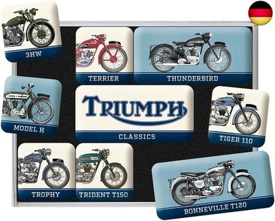 Nostalgic-Art Retro Kühlschrank-Magnete, 9 Stück, Triumph   Model Chart   Gesch