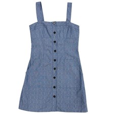 Derek Lam Women's 10 Chambray Denim Button-Front Sleeveless Tank Dress Cotton
