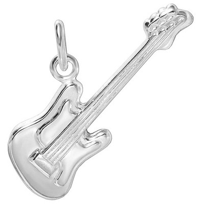 CLEVER SCHMUCK Bassgitarre Anhänger Silber 22 mm Echt 925 für Herren & Damen