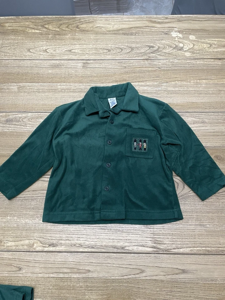 Vtg 2000 Gymboree Sz 4 Yr Holiday Green Fleece Nutcracker 2pc Pajama Set - Image 3 of 4