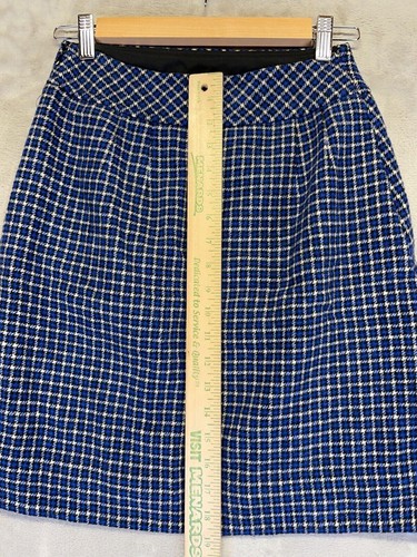 Talbots A-Line Skirt Women's Size 4 Blue Flannel Plaid Houndstooth Preppy - Picture 3 of 5