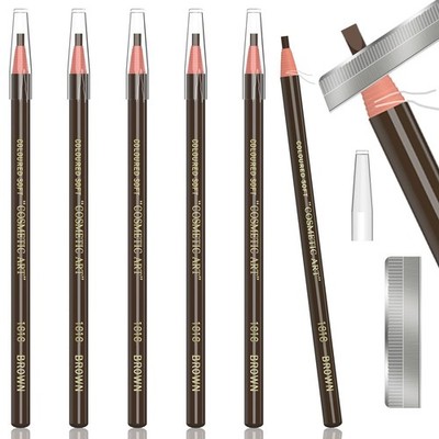6 Piece Dark Brown Waterproof Eyebrows Pencil 2 Count (Pack of 6), 6